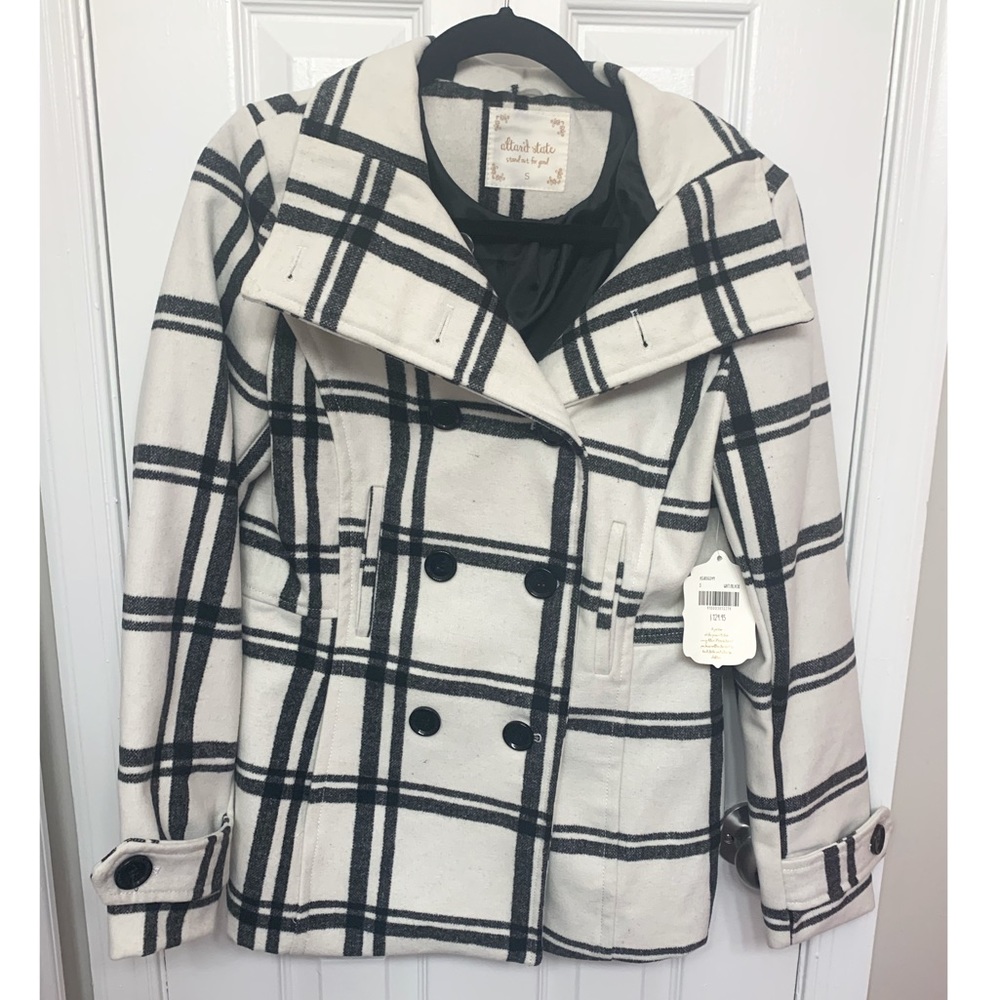 NWT Altar’d State White and Black Peacoat